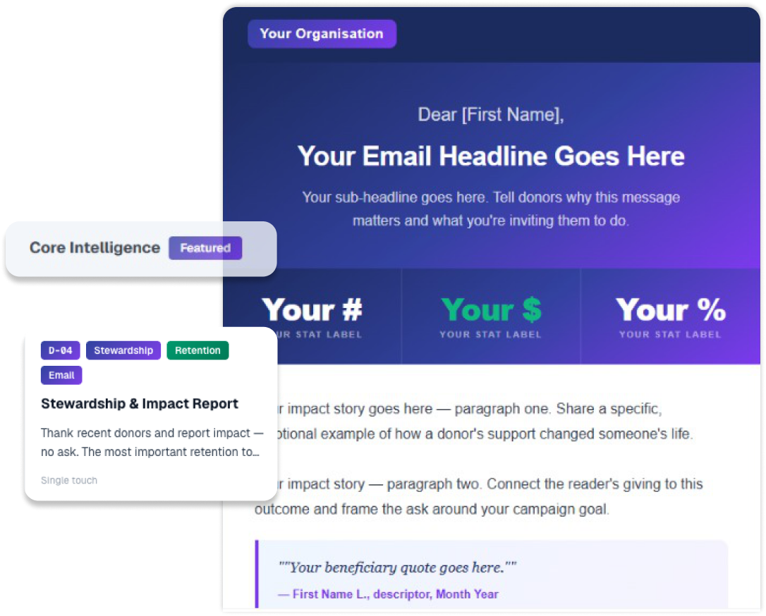 Campaign email template with floating cards